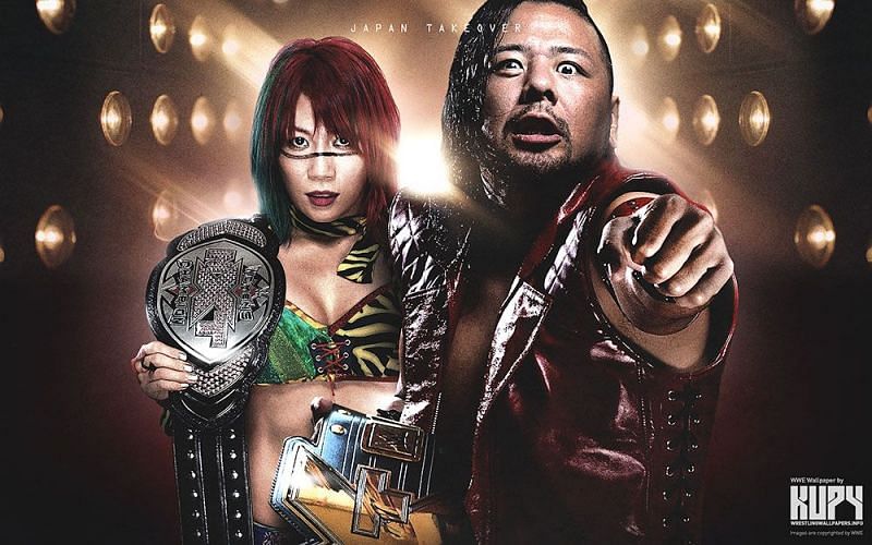 The winners of 2018 Royal Rumble matches, Asuka and Shinsuke Nakamura