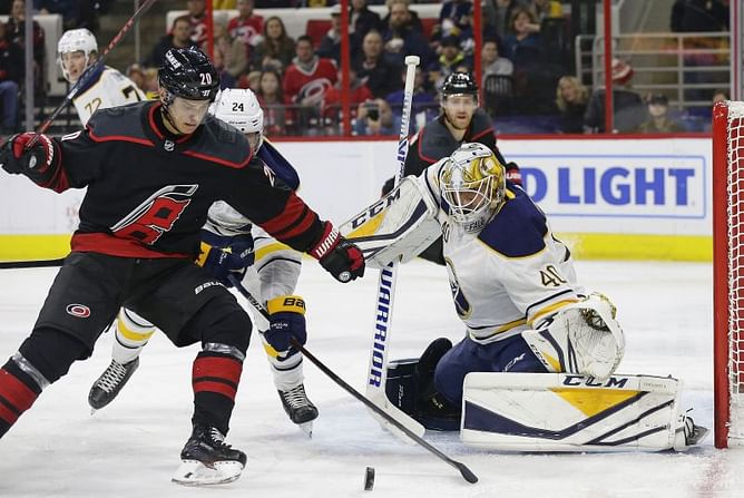 Aho scores 2, Hurricanes beat Sabres 4-3 in Skinner's return