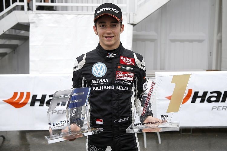 Charles Leclerc after winning a race in Norisring and scoring another podium