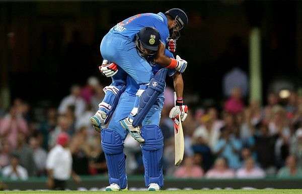 Yuvraj Singh carries Raina on his back after the duo sealed a stirring triumph for India