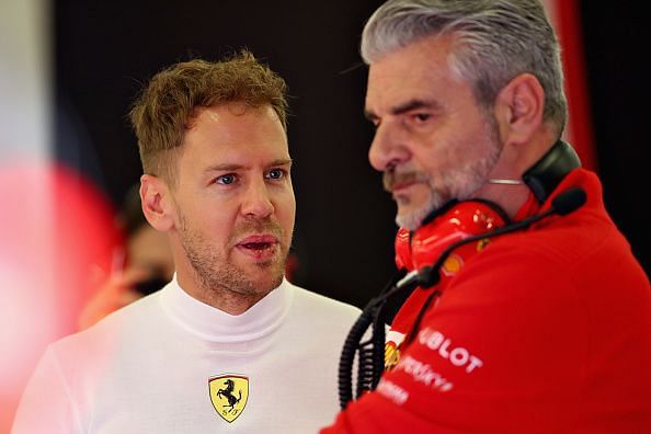 Sebastian Vettel and Maurizio Arrivabene