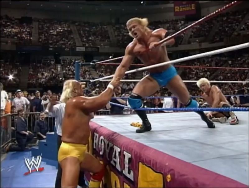 Hulk Hogan moments after being eliminated by Sid Justice
