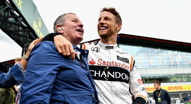 Martin Brundle with ex McLaren Driver Jenson Button