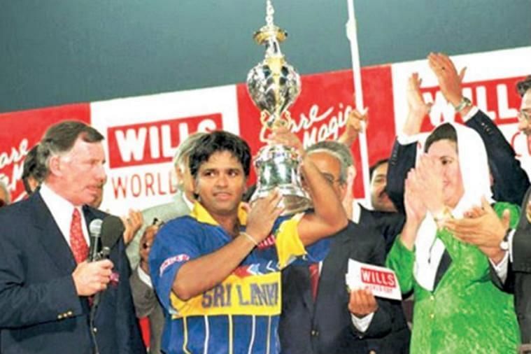 Image result for arjuna ranatunga with trophy