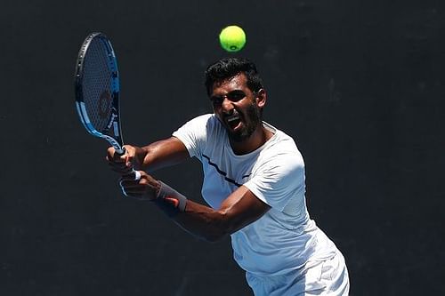 Prajnesh Gunneswaran in action in the 2019 Australian Open