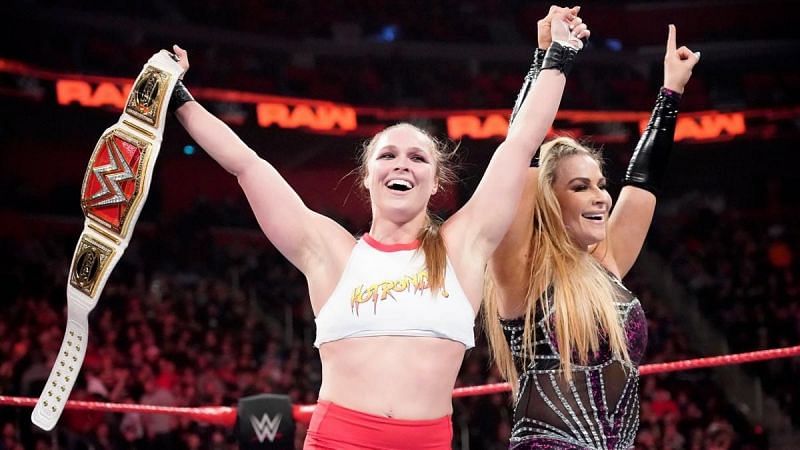 Ronda Rousey and Natalya in the main event of the last Raw of 2018