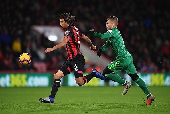 Bournemouth&#039;s Nathan Ake in action against Watford earlier this month
