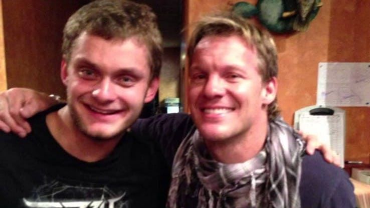 David Benoit with Chris Jericho, who wrestled his father in WWE on many occasions.