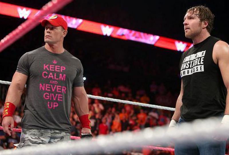 John Cena (left) with Dean Ambrose (right)