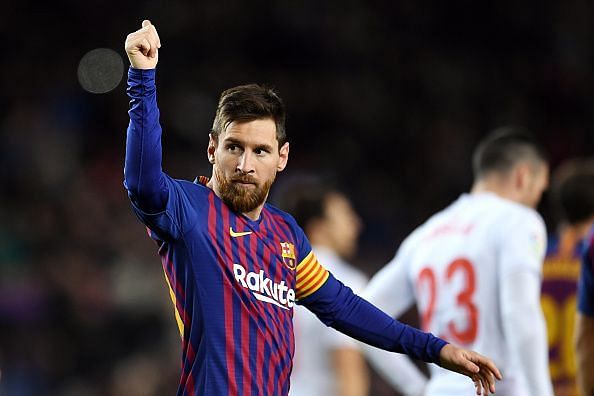 Lionel Messi in action in FC Barcelona v SD Eibar - La Liga