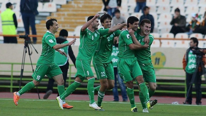 Turkmenistan in celebration after scoring a goal against Japan (Image Courtesy: Foxsportsasia)
