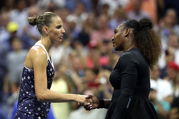 Serena Williams and Karolina Pliskova at 2018 US Open