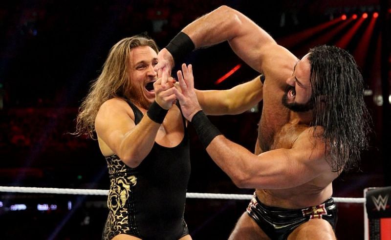 Pete Dunne and Drew McIntyre in action during the Royal Rumble