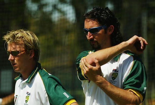 In the absence of McGrath and Warne, Australia still had bowlers like Brett Lee (L) and Jason Gillespie