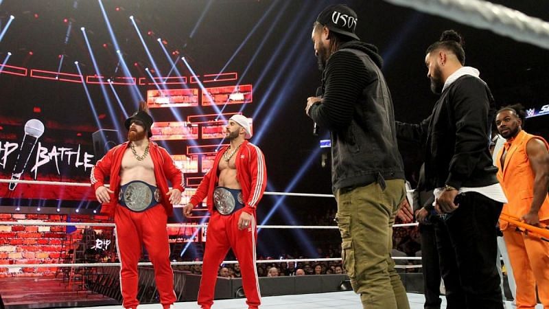 The Usos face off The Bar in a Rap Battle.