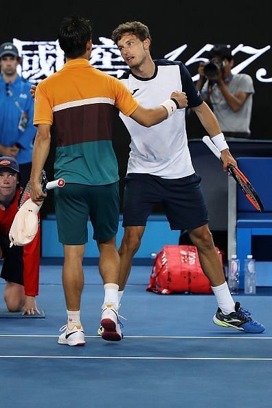 Nishikori came back from two sets down to beat Busta in the 4th round of 2019 Australian Open.