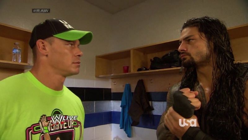 John Cena confronts Roman Reigns backstage