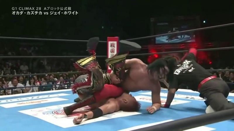 Jay White pinning Okada