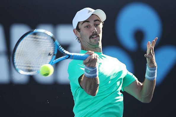 Jordan Thompson from Australia in action at the Australian Open 2019