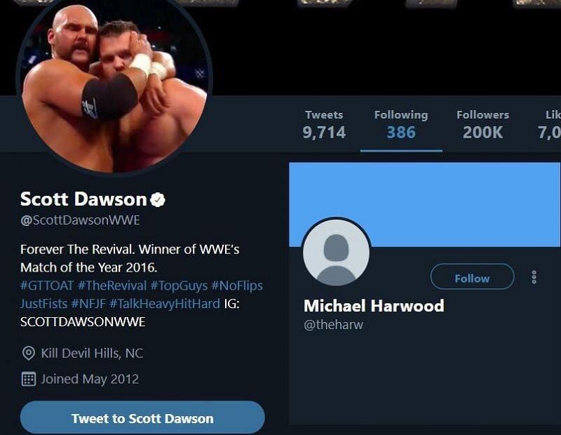 Scott Dawson follows @theharw or Michael Harwood - but why?
