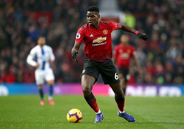 Paul Pogba of Manchester United in action against Brighton &amp; Hove Albion - Premier League