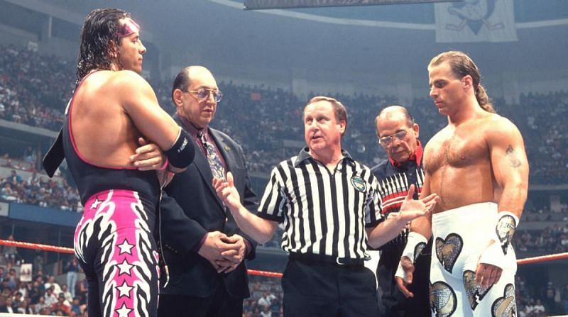 Bret, Earl and Shawn before the first ever Iron Man match at WrestleMania 12.