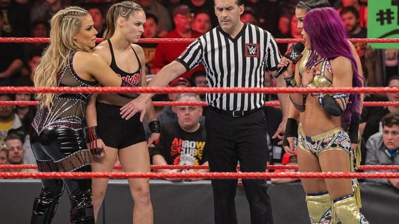 Sasha Banks and Bayley defeated Ronda Rousey and Natalya