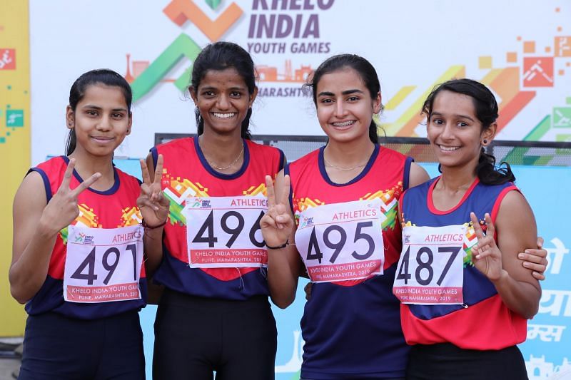 Maharashtra U17 girls 4X100 gold medal winning team