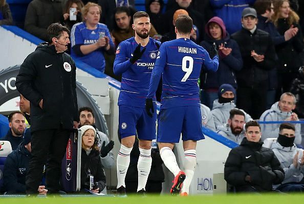 Giroud replaced Higuain during Chelsea&#039;s FA Cup win over Sheffield Wednesday - another sub appearance