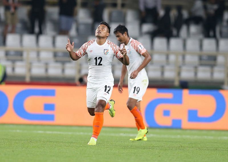 Jeje celebrates after scoring against Thailand [Image: AFC Media]