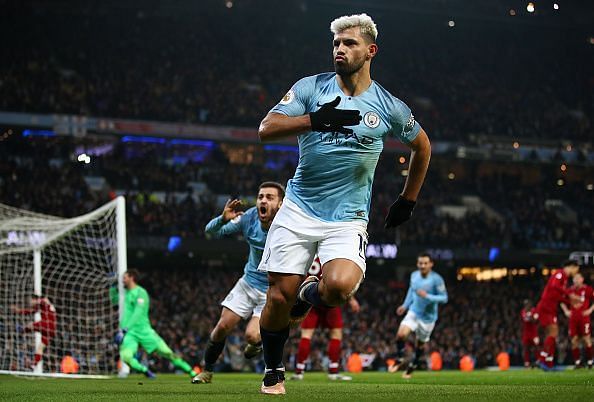 Aguero&#039;s goal gave City the lead in the first half
