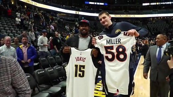 Jokic exchanged jerseys with Broncos pass rusher Von Miller.