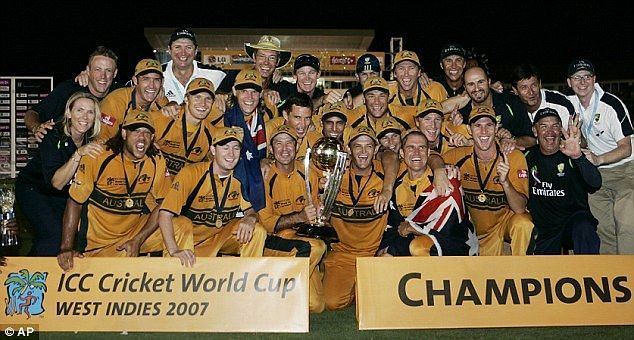 Australian team with their fourth World Cup trophy