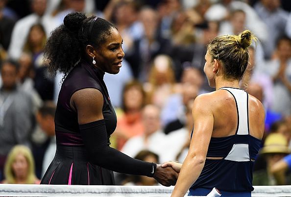 Serena Williams and Simona Halep at the 2016 US Open