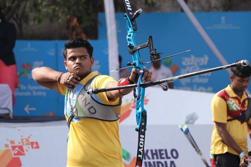Sachin Gupta (Haryana), gold medallist in U-21 Boys Recurve Archery at Khelo India Youth Games
