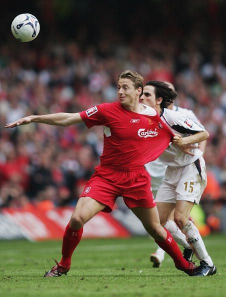 Jan Kromkamp in the red of Liverpool