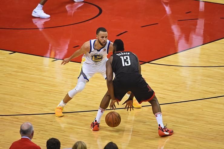 James Harden unfazed in front of fellow three-point shooter Stephen Curry