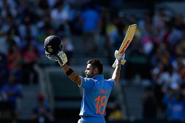 Virat Kohli&Acirc;&nbsp;after scoring a century against Australia