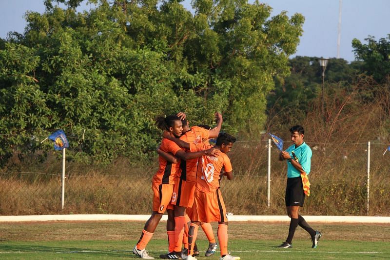 South United FC celebrate after scoring