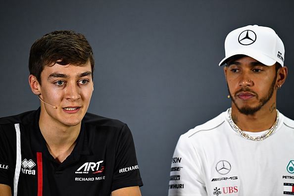 Could Russell (left) follow in Lewis Hamilton's footsteps and become F1 World Champion?