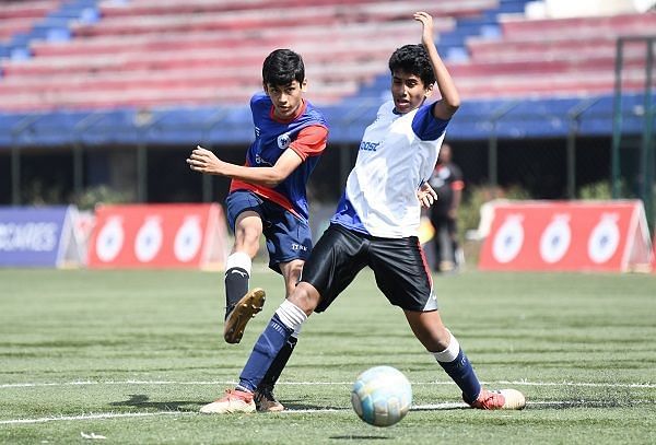 Action from Day 7 of the Boost BFC Inter School Soccer Shield 2019 at the Bangalore Football Stadium on Monday.