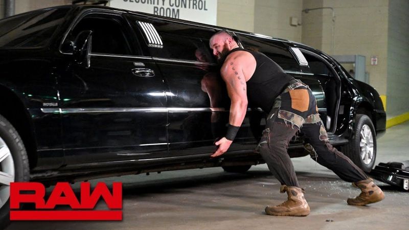 Strowman flips the limousine of WWE Chairman, Vince McMahon