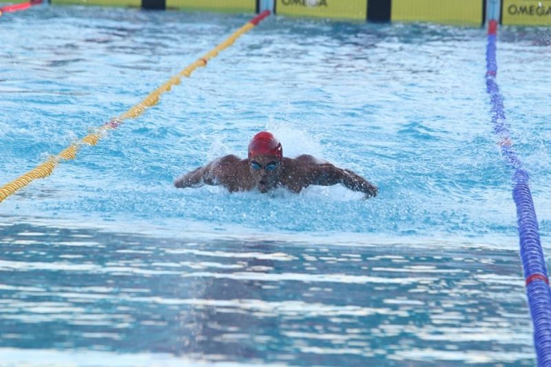 Boys U-21 100m butterfly Gold Medalist Mihir Ambre (Maharashtra) in action at Khelo India Youth Games