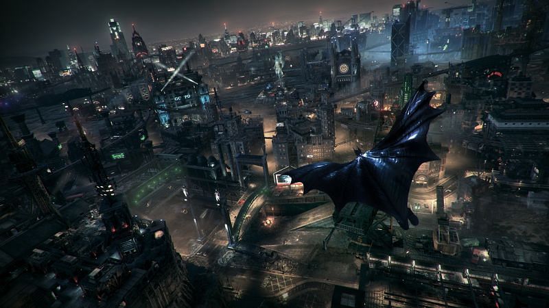 Batman Gliding Through Gotham