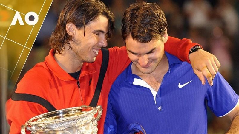 Nadal and Federer at the 2009 Australian Open final