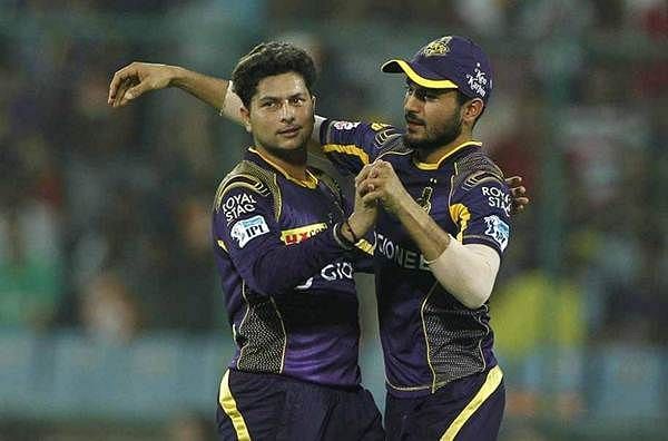 Kuldeep Yadav (left)