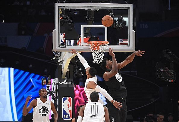 Embiid and Westbrook in action at the NBA All-Star Game 2018
