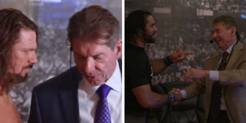 The WWE boss seen backstage with Styles and Rollins.
