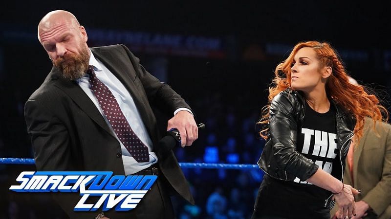 The Man slapped Triple H on the latest SmackDown Live.