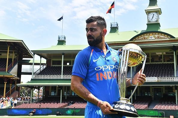 Virat Kohli with the ICC World Cup trophy